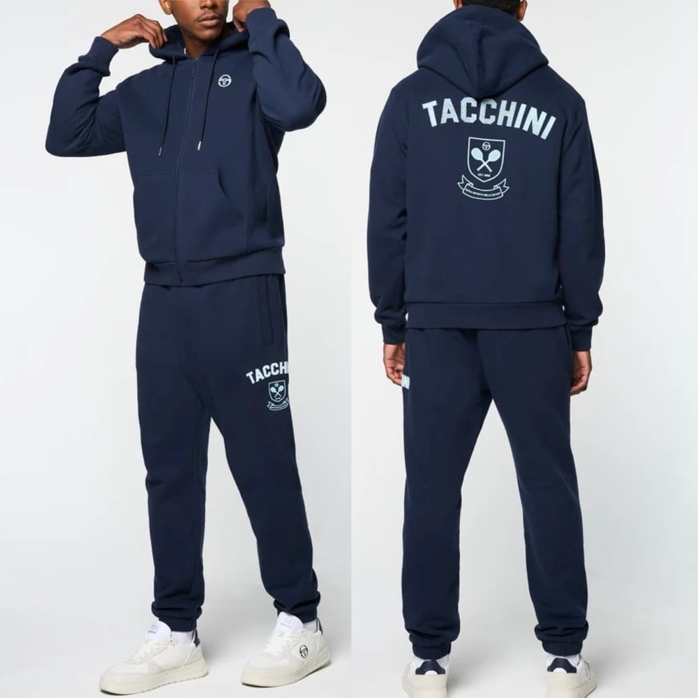 Men’s Sergio Tacchini Navy | Sky Varsity Fleece Hooded Tracksuit NWT